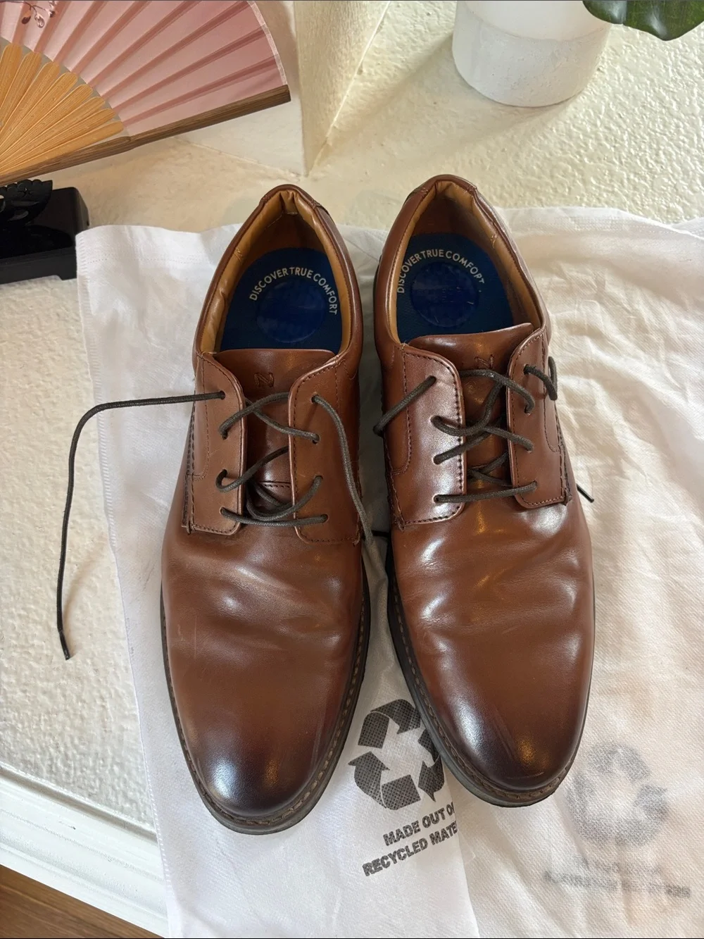 Men's Cognac Leather Derby Shoes